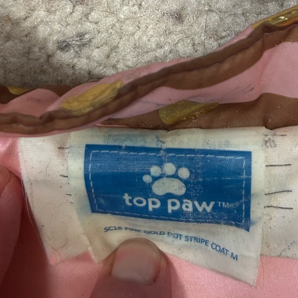 Top paw pink and gold quilted small dog coat - Picture 7 of 11